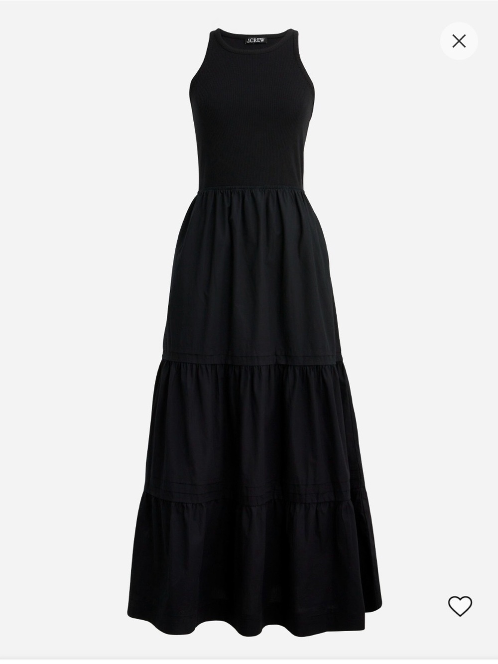 J. Crew vintage rib high-neck cutaway Sleeveless tank Dress with poplin skirt